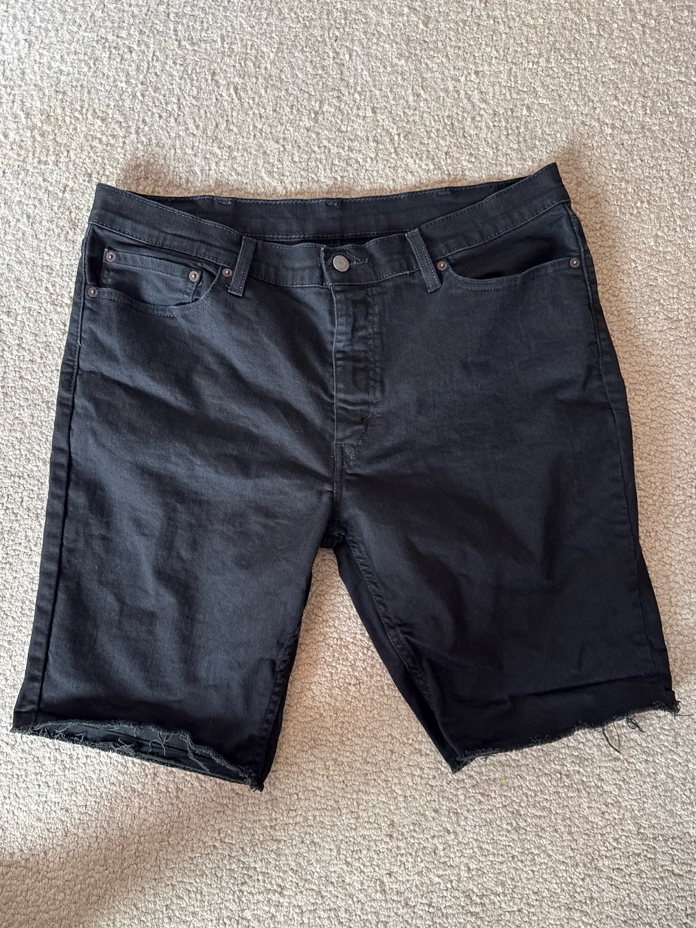 Levi's 511 Black Stretch Denim Jean Cut-Off Shorts Raw Hem | Men's 38W